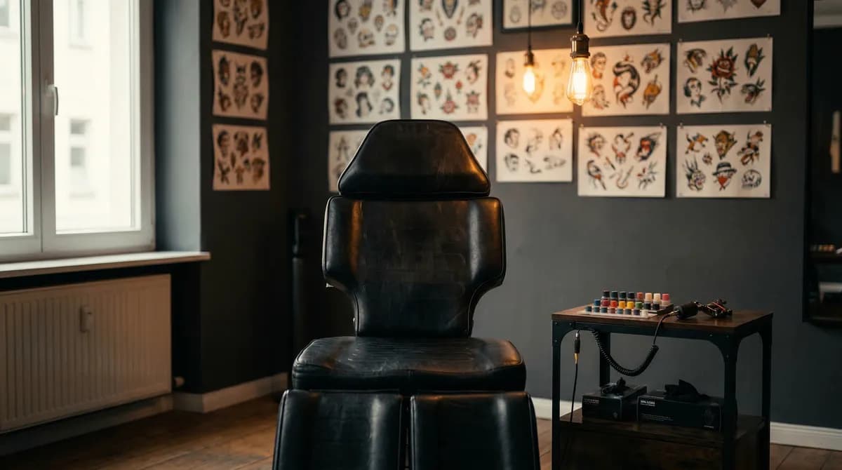 Fauteuil de tatouage vide dans le studio — symbole de clients absents