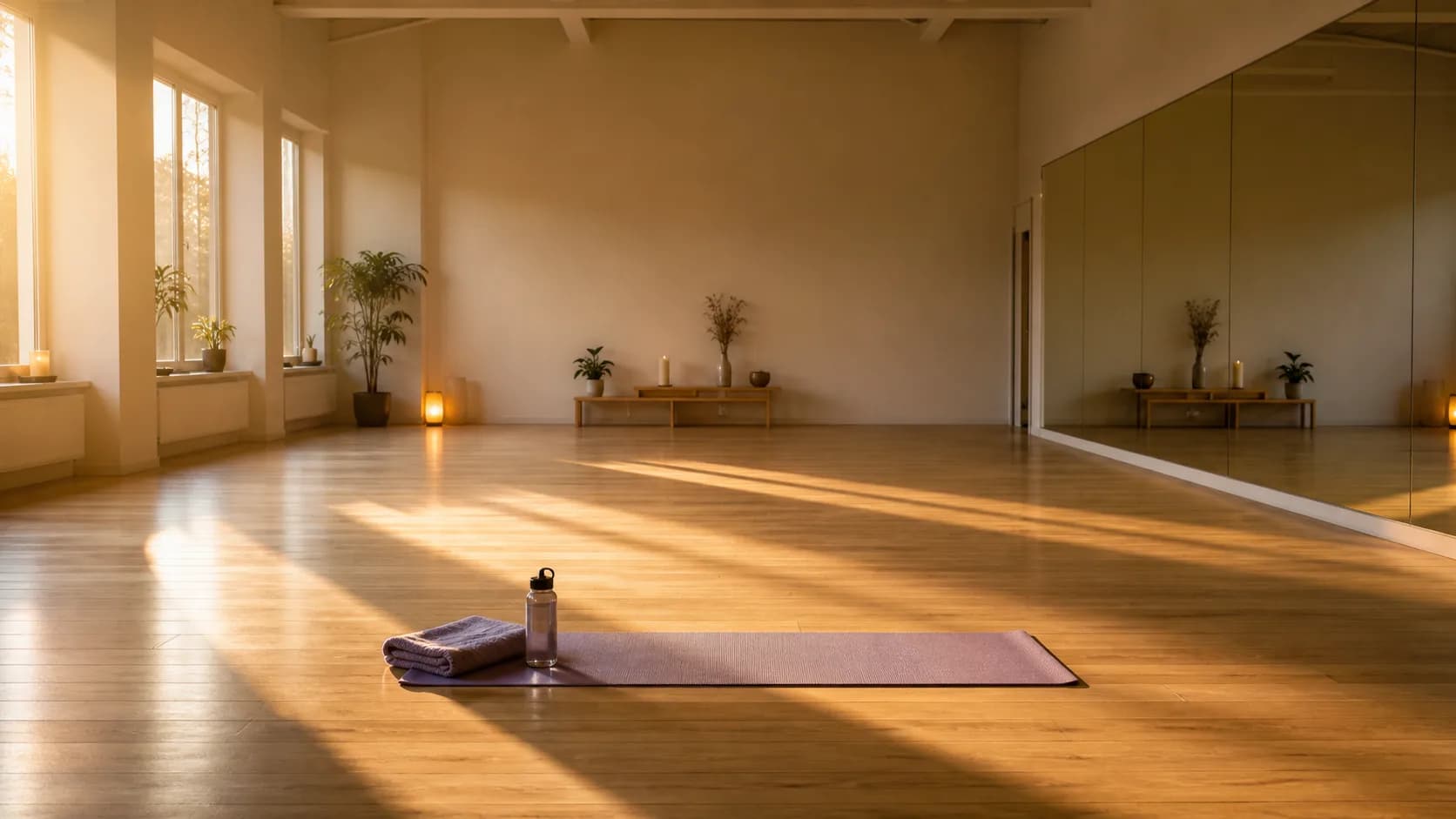 Salle de yoga vide avec un seul tapis — symbole des membres qui ont décroché