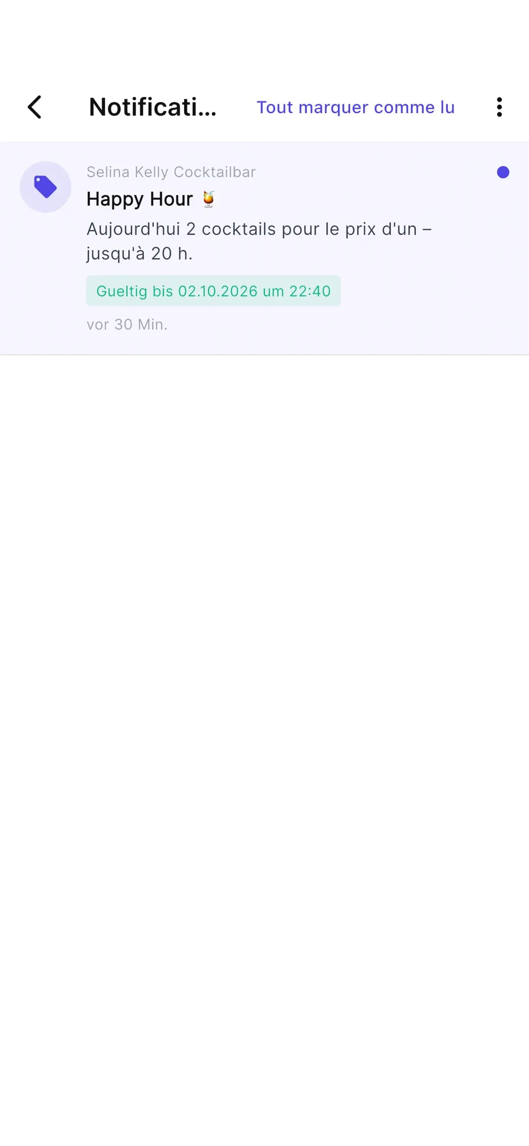 Appli Stempely : offre push d’un commerce