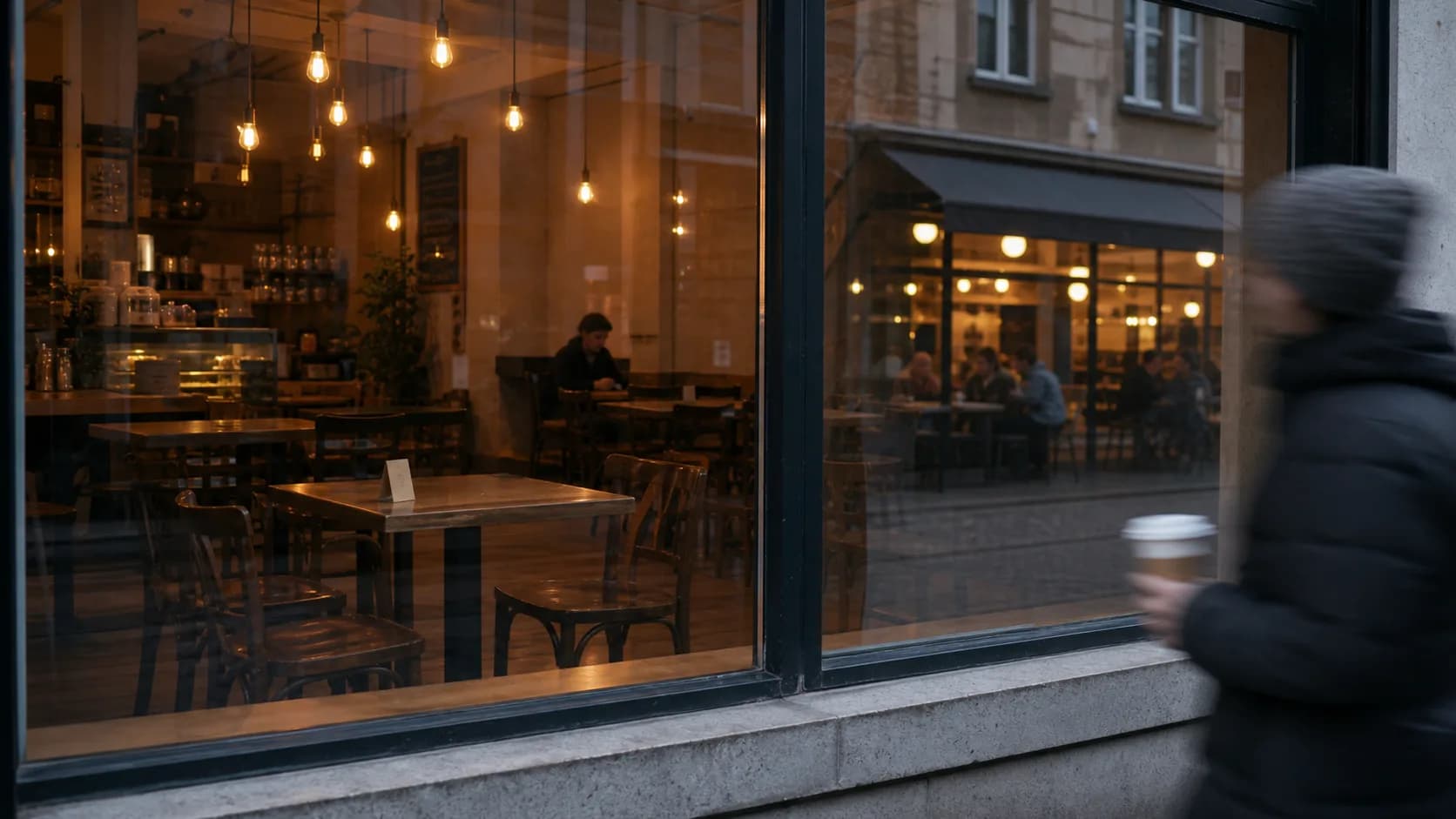 Café vide l'après-midi — symbole de l'absence de clients