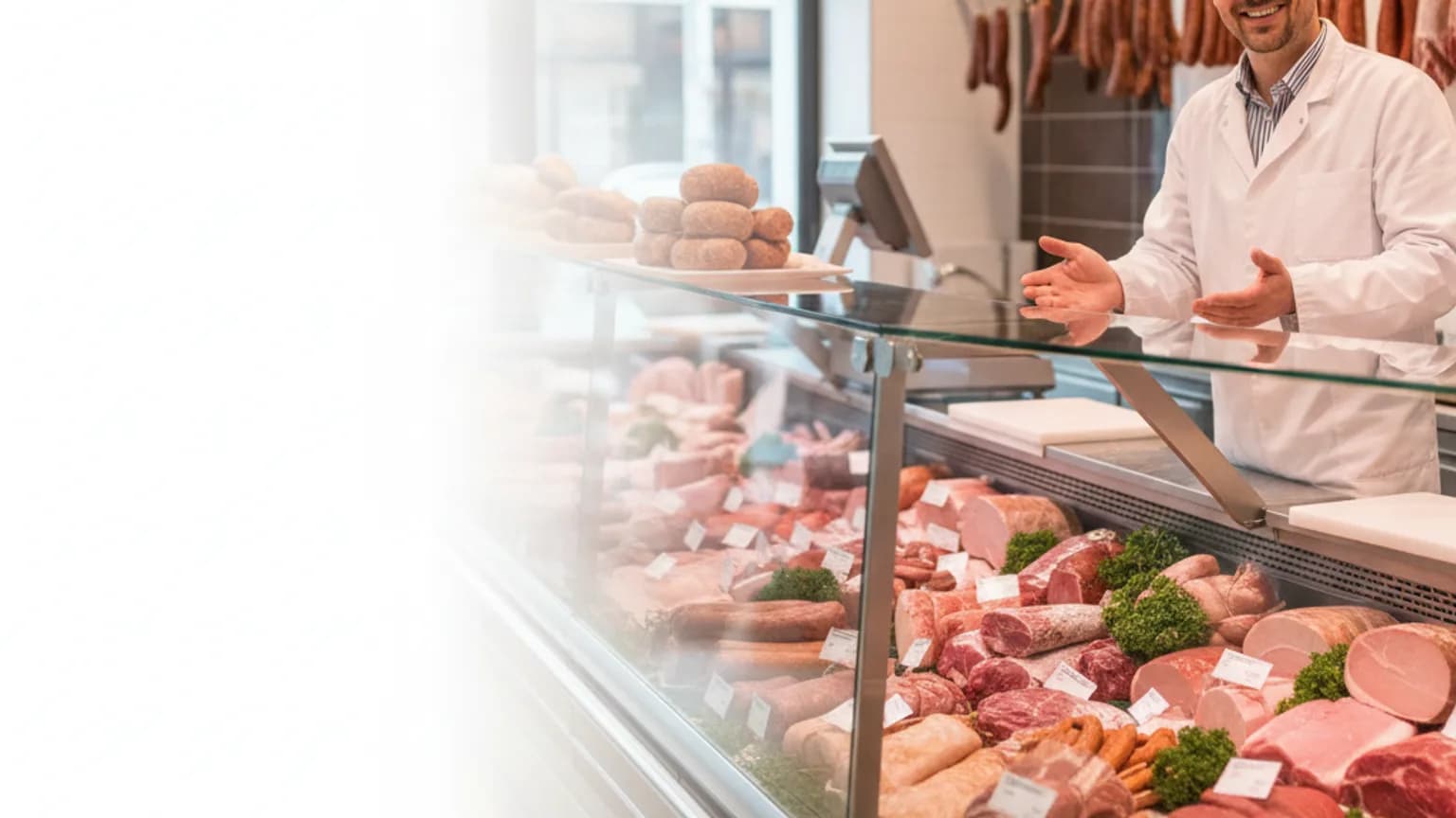 Client scannant le QR code Stempely à la caisse, carte de fidélité numérique pour boucherie