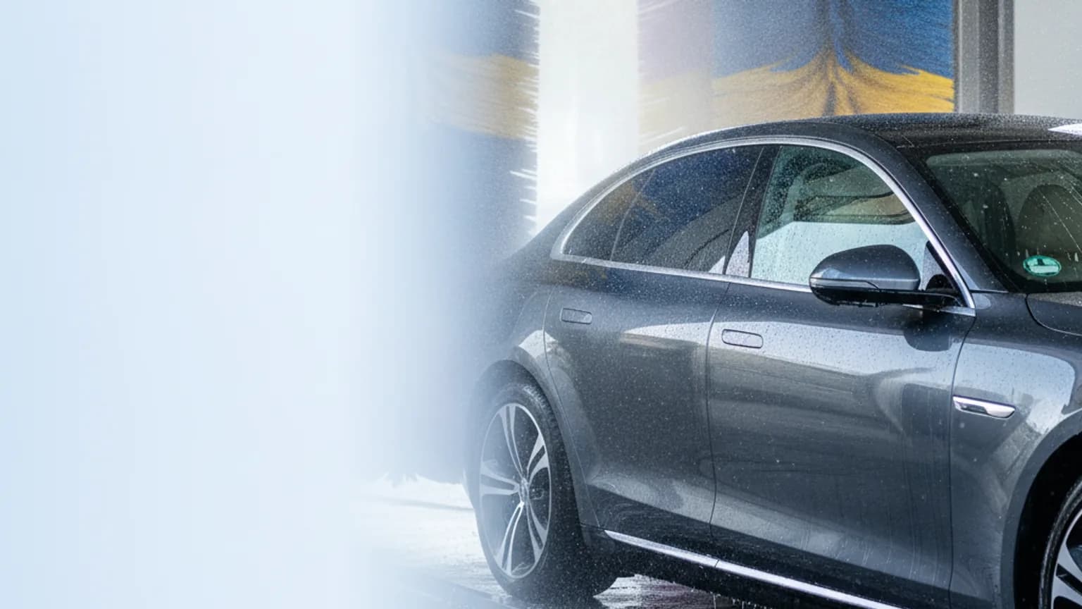 Automobiliste scannant le QR code Stempely à la borne de paiement, carte de fidélité numérique pour station de lavage